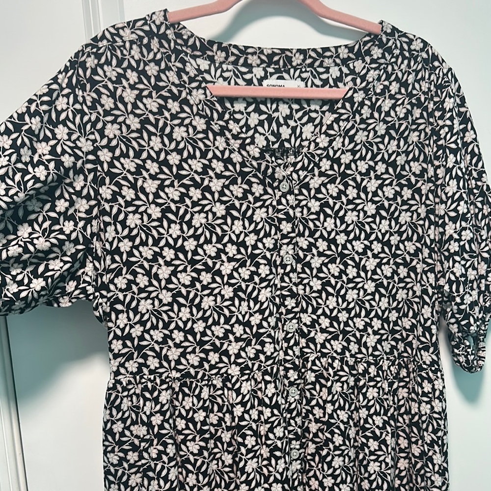 Sonoma Black and White Floral Dress